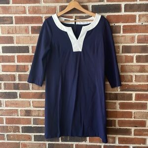 Talbots Navy blue and white dress with 3/4 sleeve dress Size 8